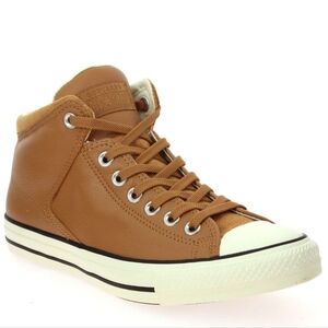 Converse All Star Mid High Top Brown Tan Real Leather Men's Size 12